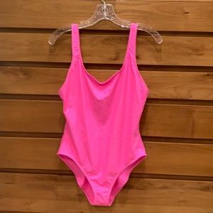 Solid and Striped bathing suit in Hot Pink